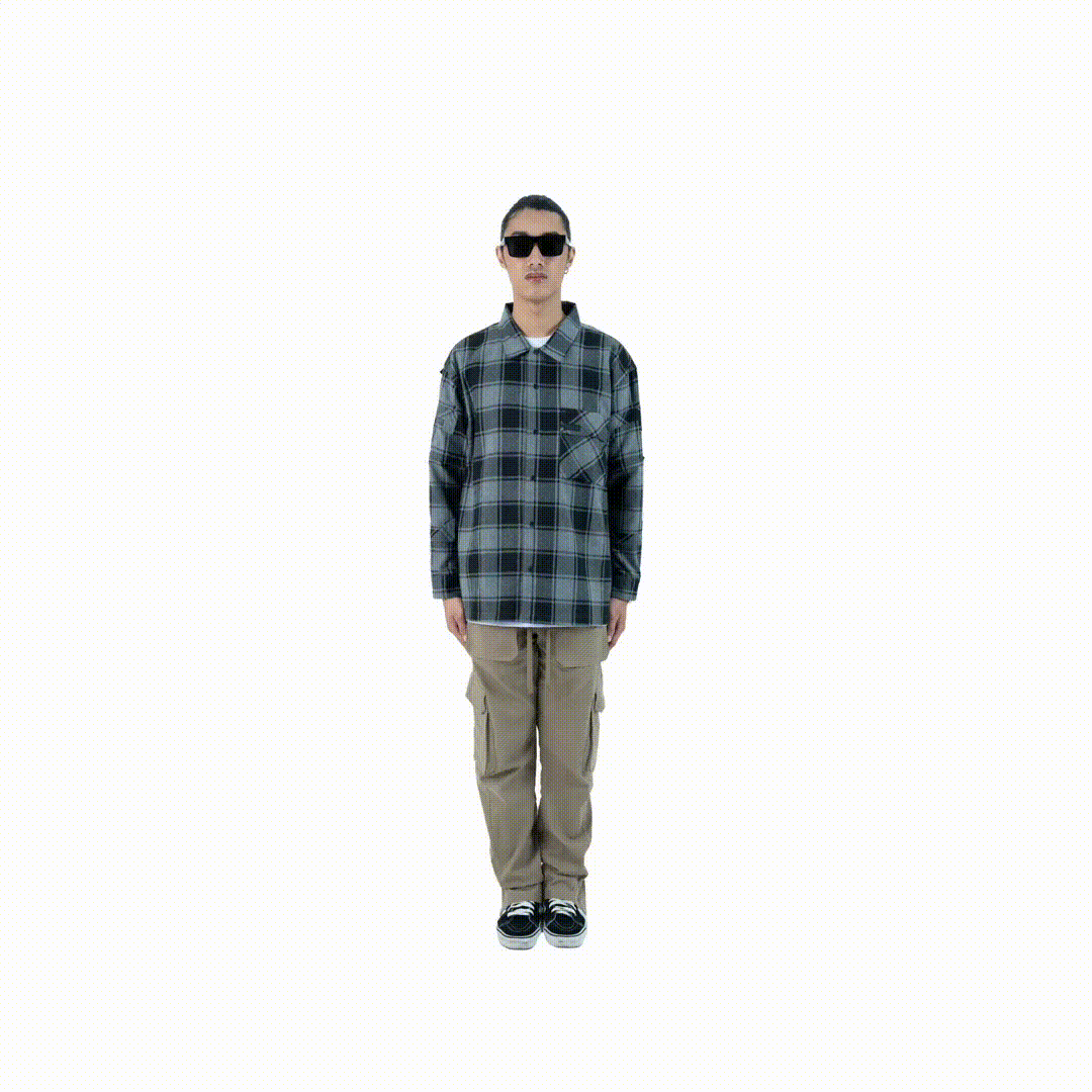 GREY ZIP OFF SLEEVE FLANNELETTE SHIRT