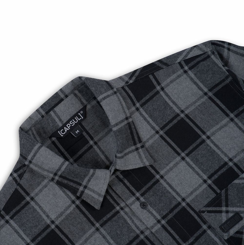 GREY ZIP OFF SLEEVE FLANNELETTE SHIRT