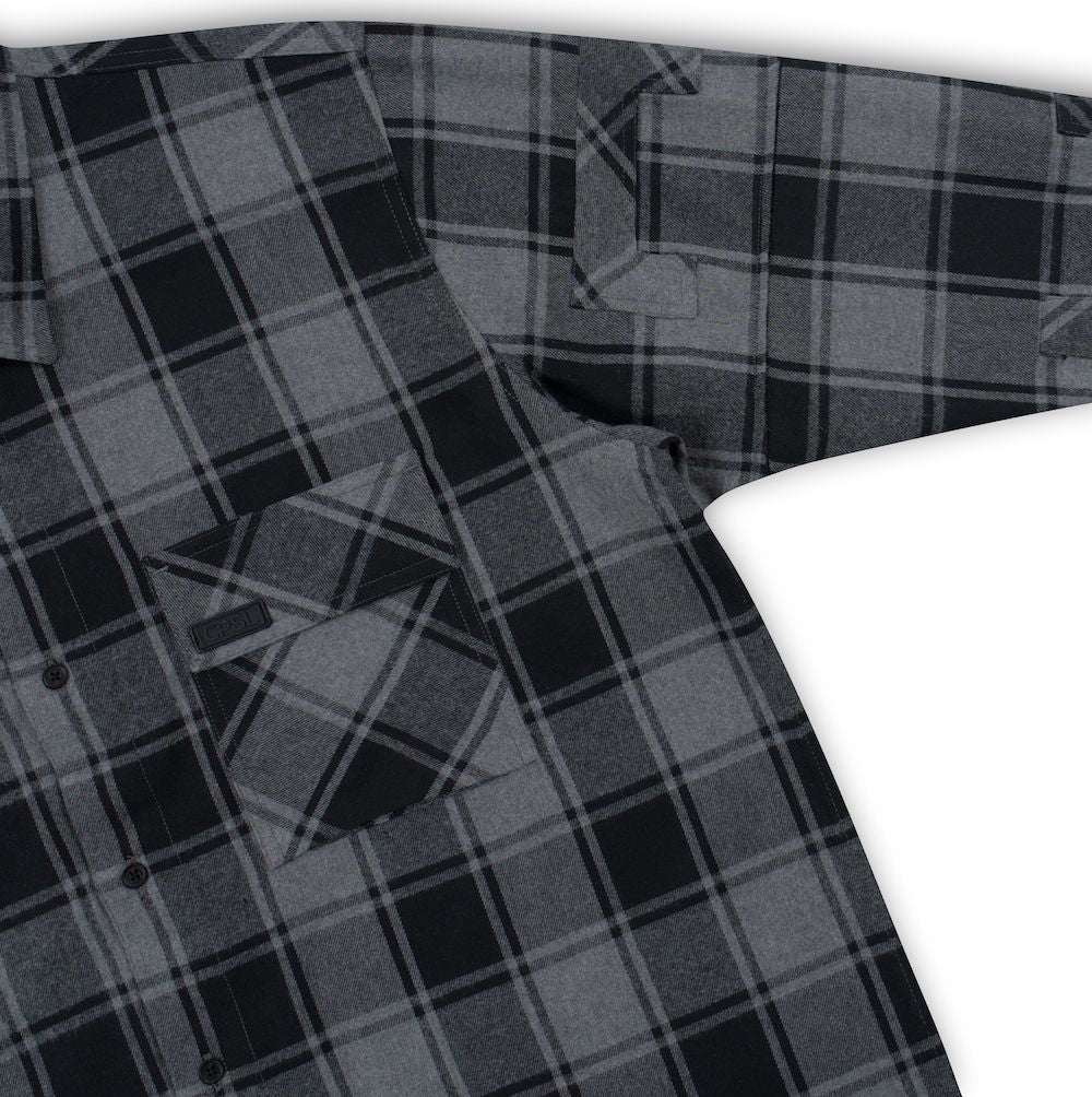 GREY ZIP OFF SLEEVE FLANNELETTE SHIRT