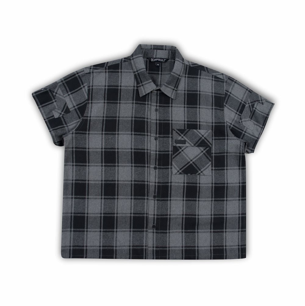 GREY ZIP OFF SLEEVE FLANNELETTE SHIRT