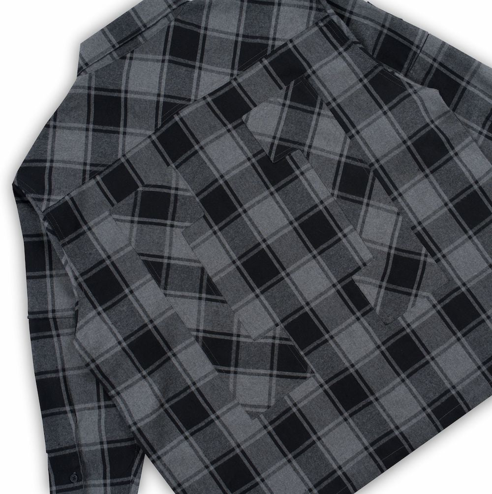 GREY ZIP OFF SLEEVE FLANNELETTE SHIRT