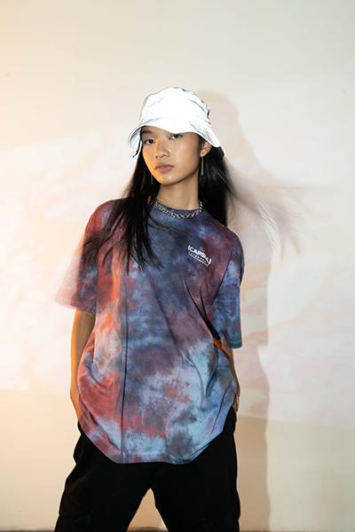 GALAXY ICE TIE DYE W/ REFLECTIVE PRINT S/S OVERSIZED PREMIUM T-SHIRT
