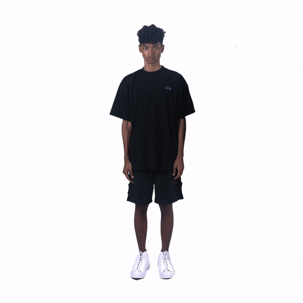 BLACK MULTI POCKET TECHNICAL SHORTS