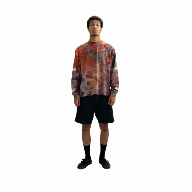GALAXY ICE TIE DYE REFLECTIVE PRINT L/S PREMIUM T-SHIRT